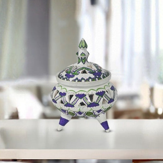 Aromaise white decorative clay incense lid stand