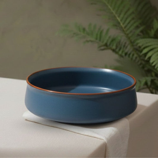 blue ceramic serving dish set of 2 for serving food meals and snacks with durable glazed finish