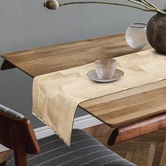 golden hues cotton chambray table runner dining decor