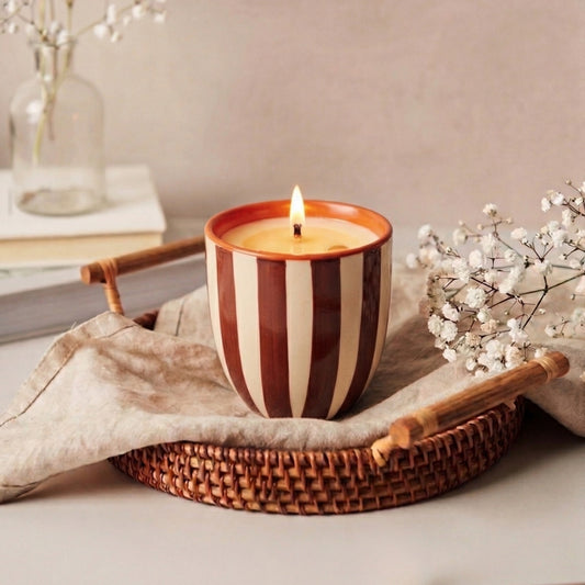 multicolour ceramic cup candles with candle holder for decorative home lighting and ambience décor