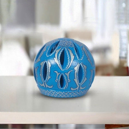 sky blue hand-painted ceramic decorative lantern