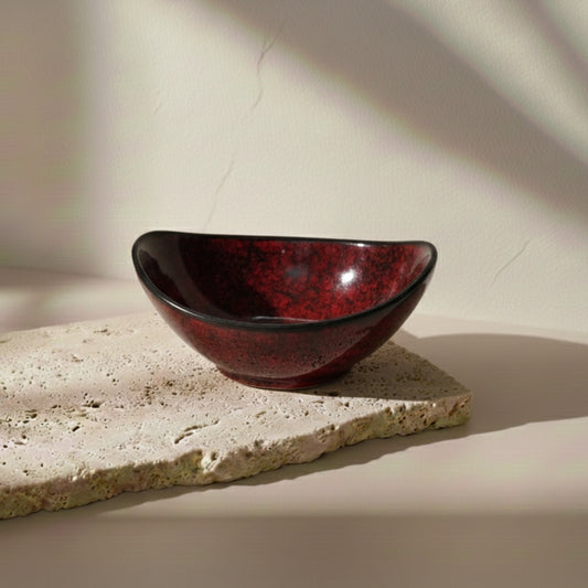 ruby red oval ceramic serving bowl set of 2 for serving snacks salads desserts and daily dining use