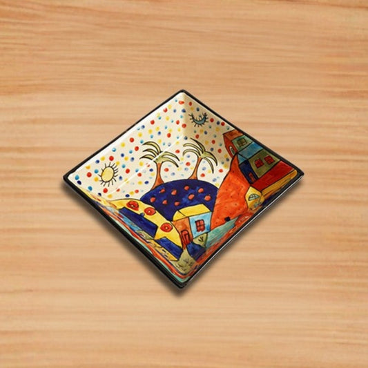 turkish ceramic square bowl set of 2 15cm for serving snacks salads and desserts with traditional glazed finish