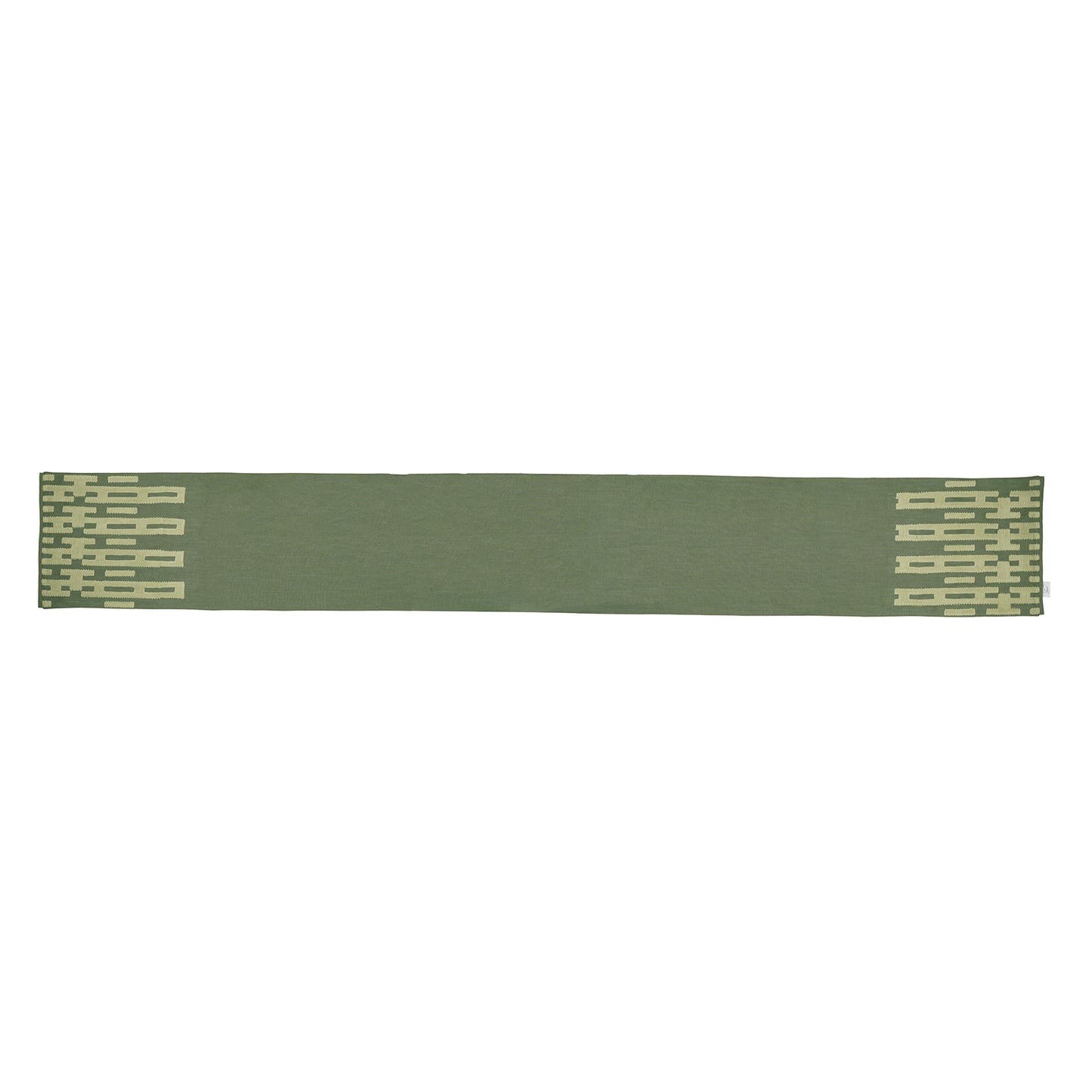 Link on Green Embroidered Table Runner & Placemats Set of 5 with Soft Geometric Border Detailed