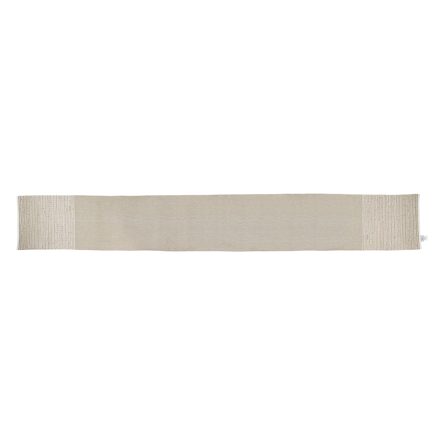 White Furrows Embroidered Table Runner & Placemats Set of 5 with Subtle Woven Trim