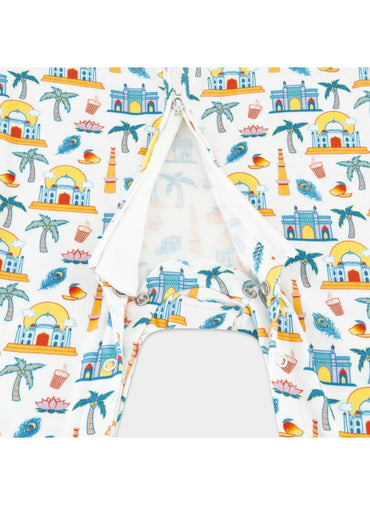 Baby Boys and Girls India 100% Organic Cotton Loose Fit Peek-a-Boo Flap Sleepsuit