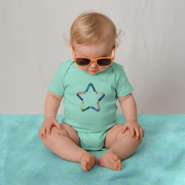 Baby Boys and Girls Crayons 100% Organic Cotton Loose Fit Bodysuit