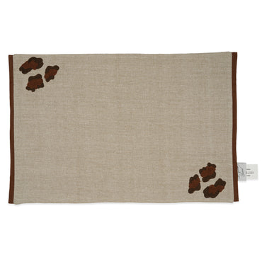 Royal Print Placemat Set of 4 - Beige Placemat with Bold Brown Paw Embroidery