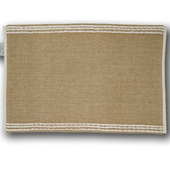 White Furrows Placemat Set of 4 - Natural Chambray Placemat with Subtle Woven Trim
