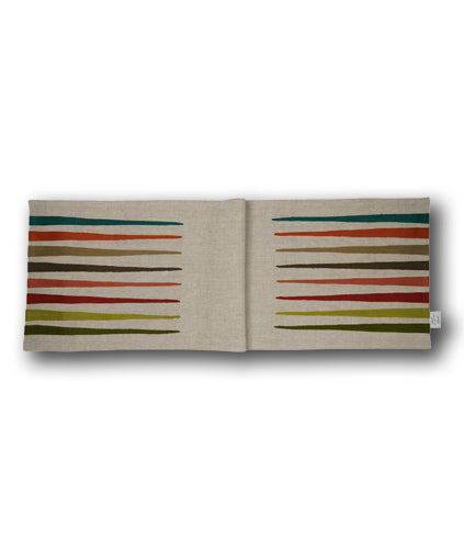 Back Gammon Tablerunner – Cotton Tablerunner with Earthy Bauhaus Embroidery