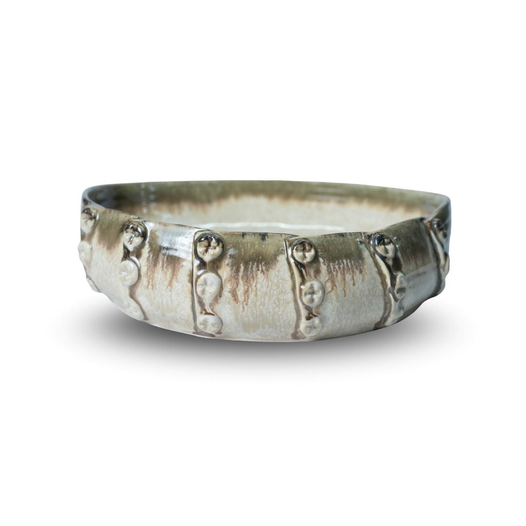 Ivory Oval Button Bowl Set of 2