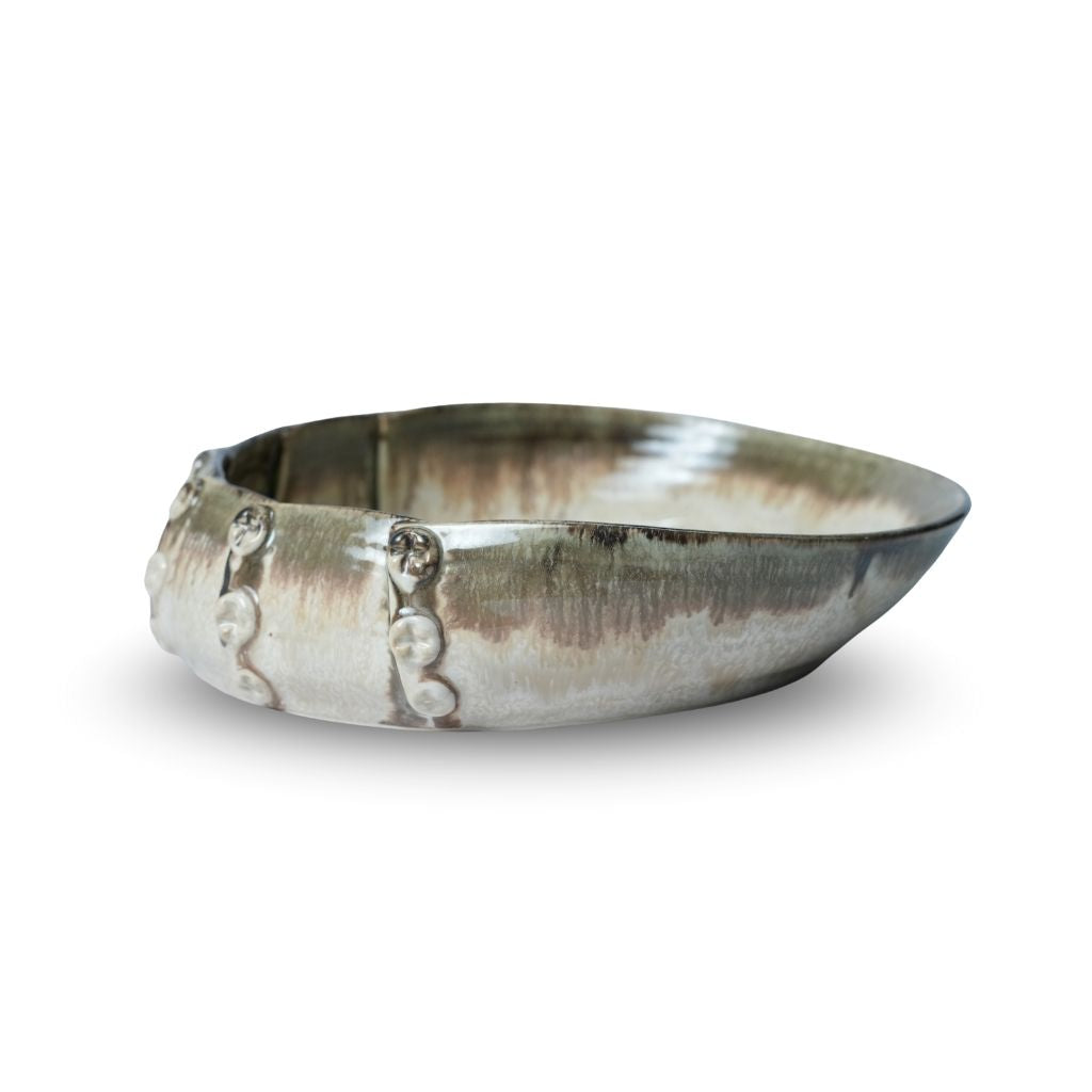 Ivory Oval Button Bowl Set of 2