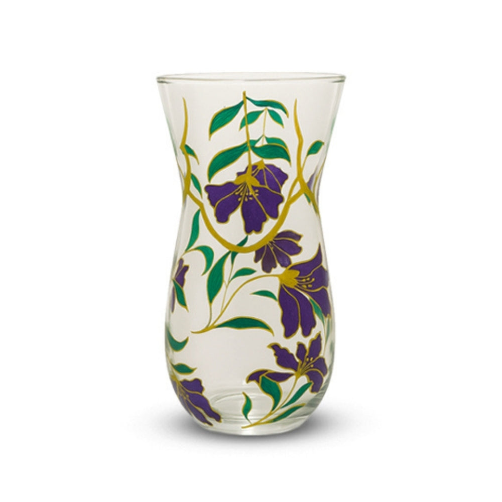 Gulmohar Purple Floral Glass Vase