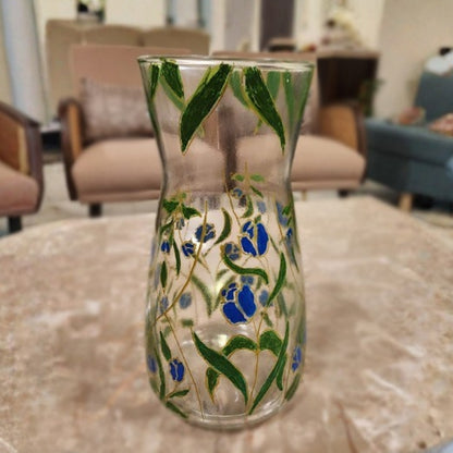 Gulmohar Green Floral Glass Vase