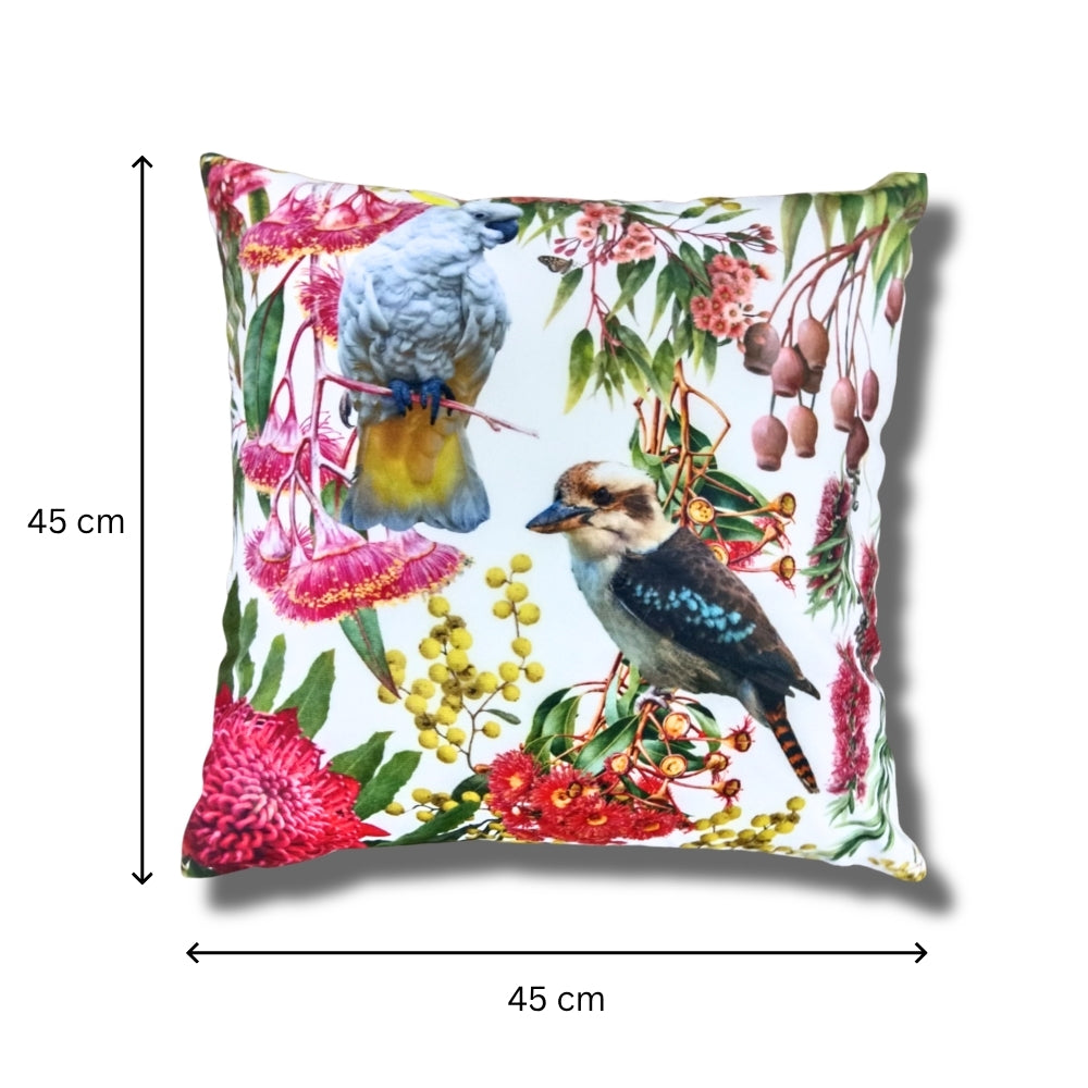 Printed Polyvelvet Birds of Eden Cushion Cover 45x45 cm