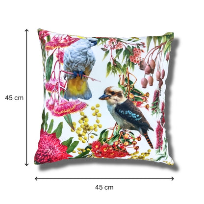 Printed Polyvelvet Birds of Eden Cushion Cover 45x45 cm