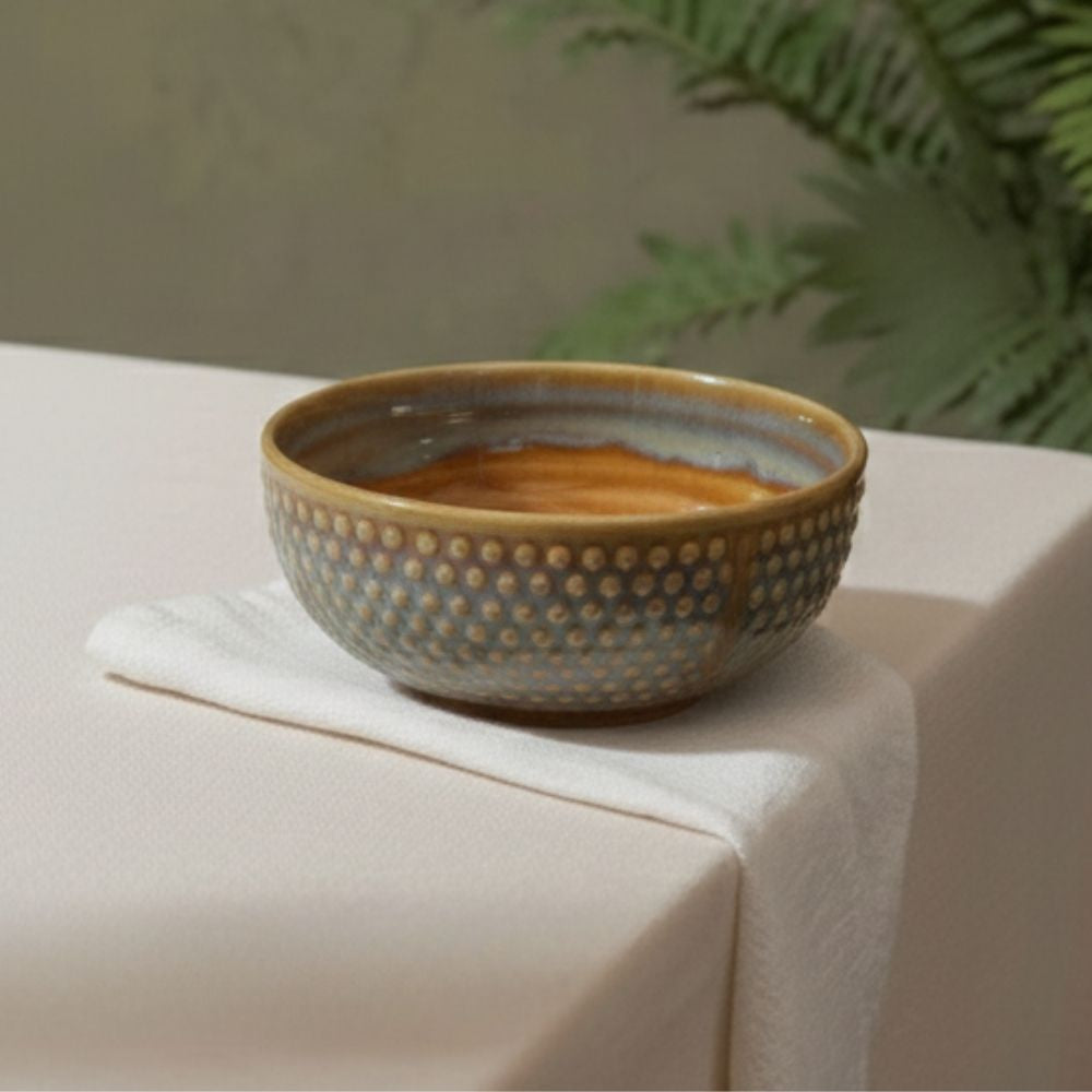 Mustard Embossed Round Bowl Set of 2