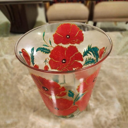 Gulmohar Red Floral Glass Vase
