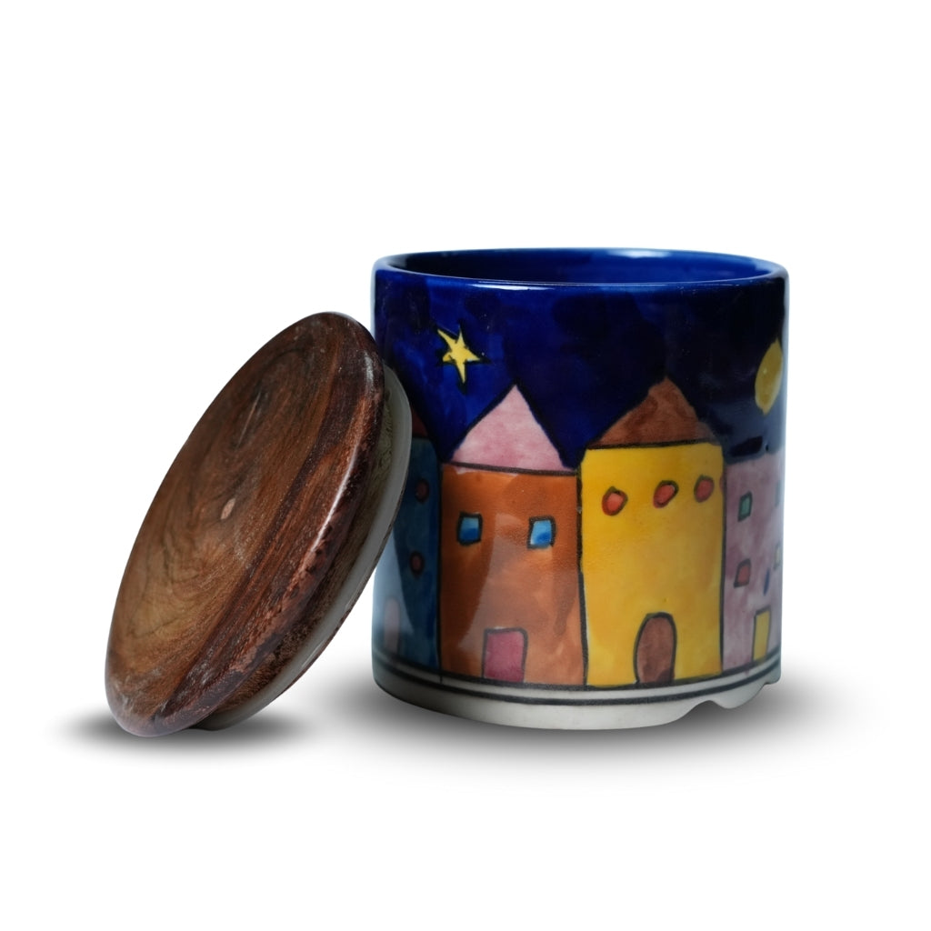 Blue Houses Jar Set of 2