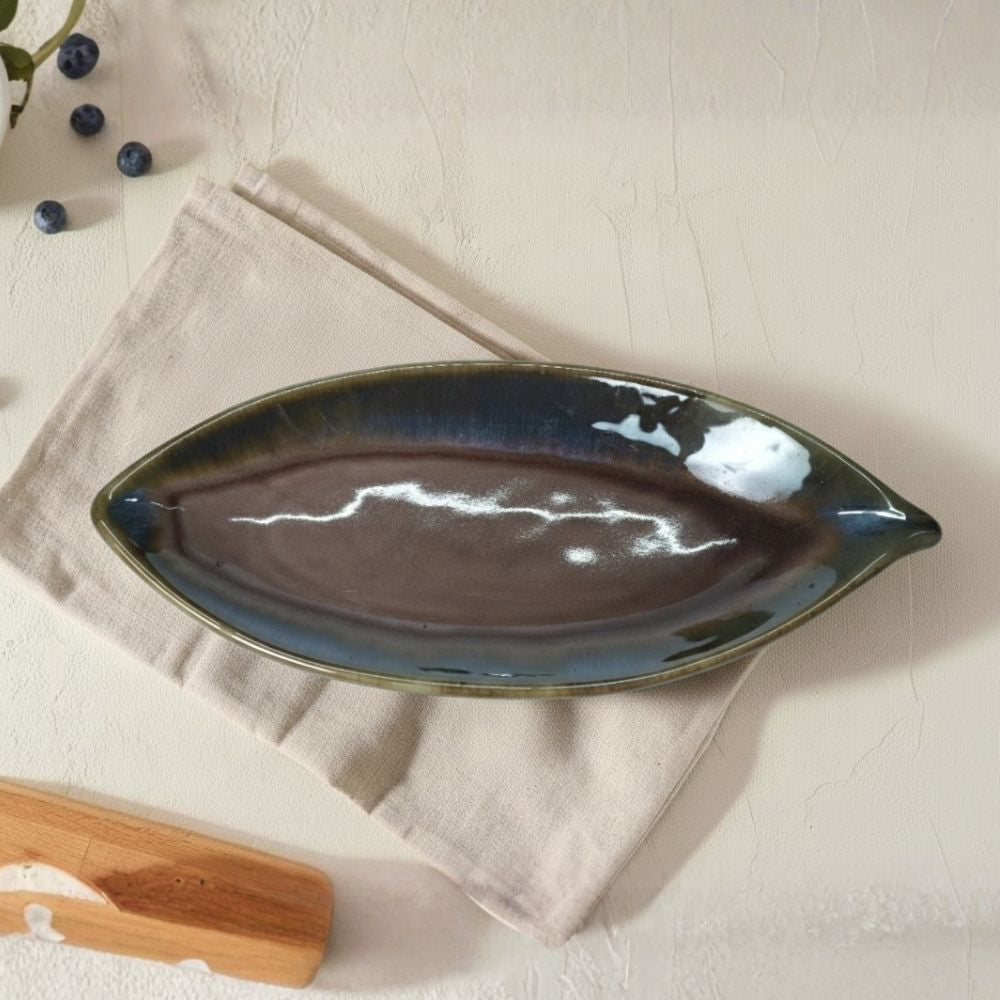 Brown Leaf Platter Set of 2