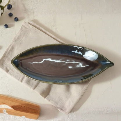 Brown Leaf Platter Set of 2