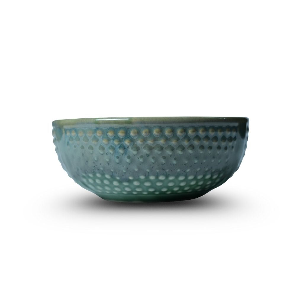 Green Embossed Round Bowl Set of 2