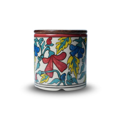 White Floral Circular Canister Set of 2