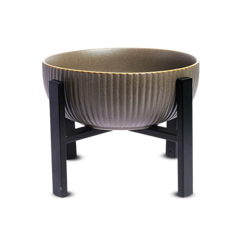 Brown Round Bowl with Black Stand