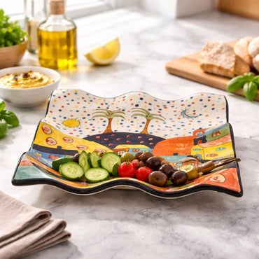 Turkish Ceramic Wavy Square Platter