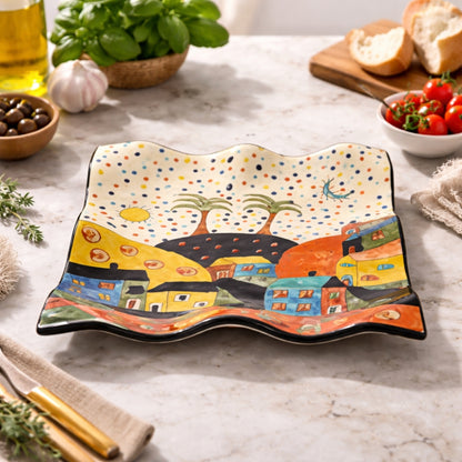 Turkish Ceramic Wavy Square Platter