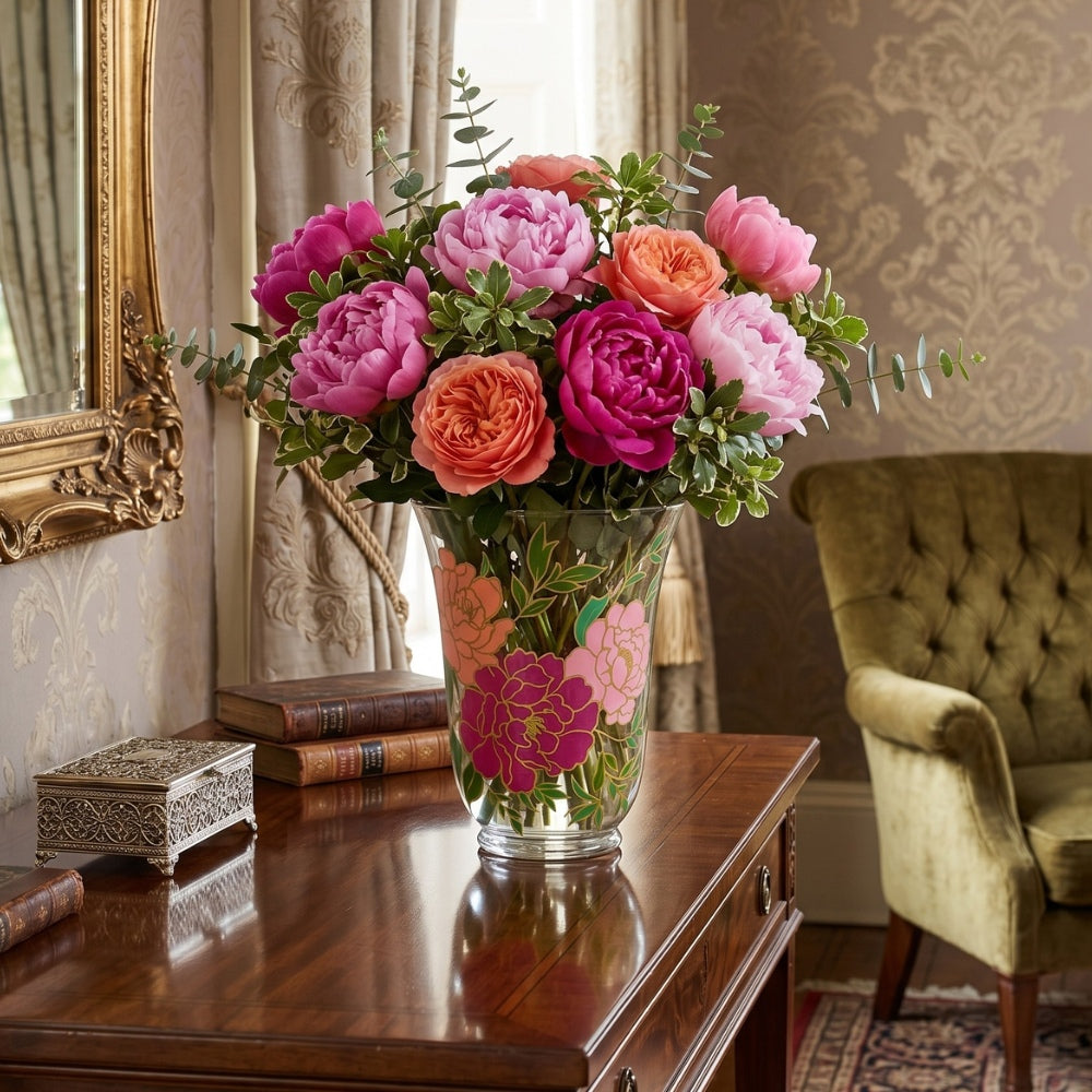 Gulmohar Multicolor Decorative Floral Glass Vase