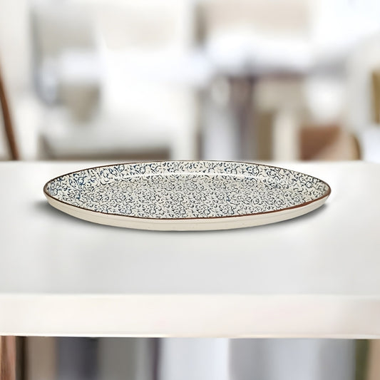 Blue Speckled Oval Platter Set of 2