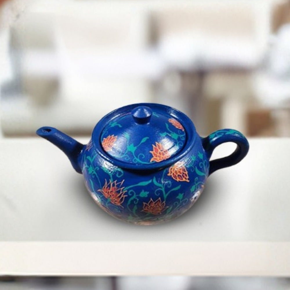 Samowar Dark Blue Floral Round Kettle