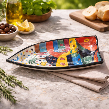 Turkish Ceramic Boat Platter Set of 2