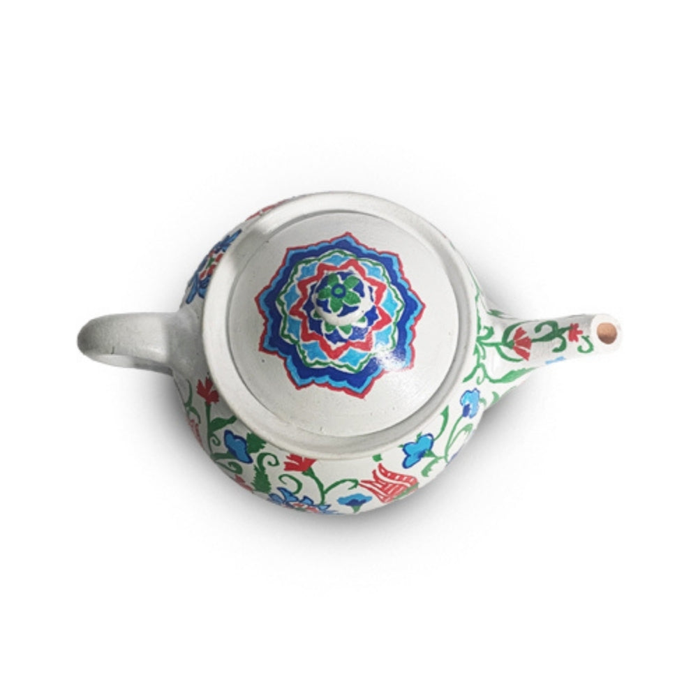 Samowar White Floral Round Kettle