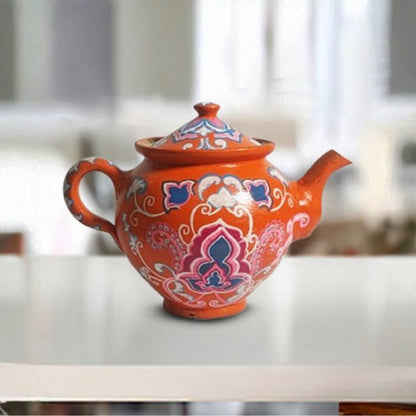 Samowar Orange Floral Round Kettle