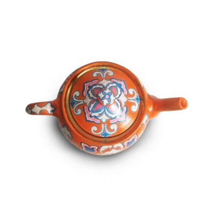 Samowar Orange Floral Round Kettle