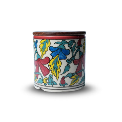 Floral Circular Ceramic Canister Set of 2 with Lid