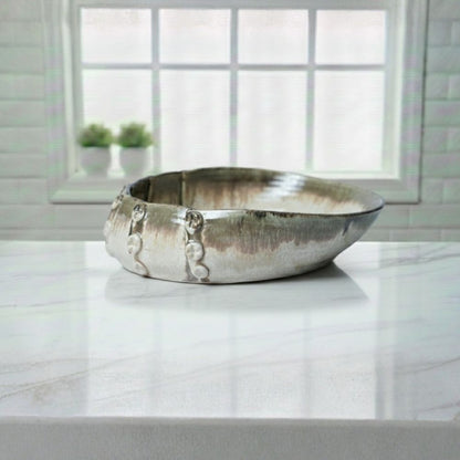 Ivory Oval Button Bowl Set of 2