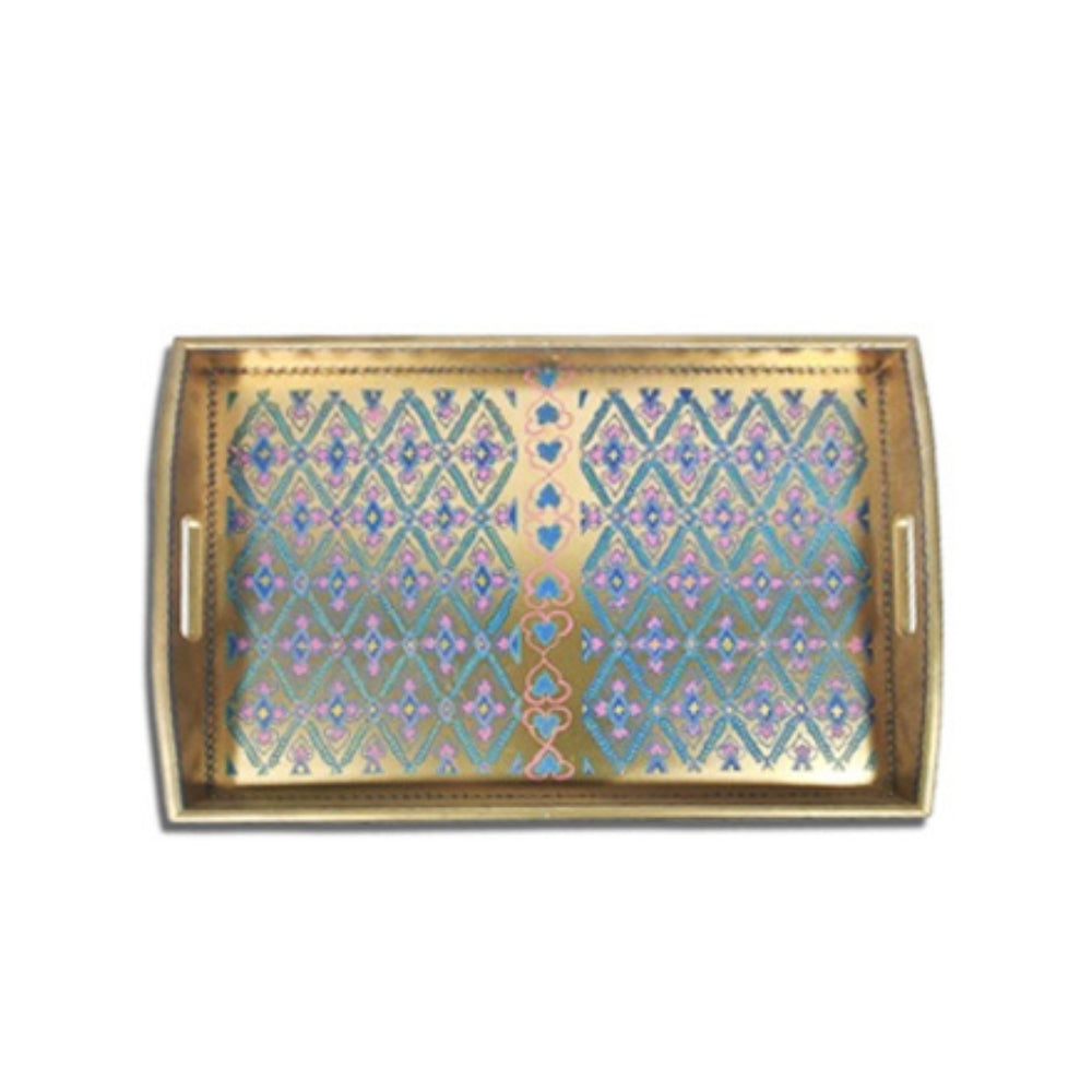 Golden and Purple Floral Tray