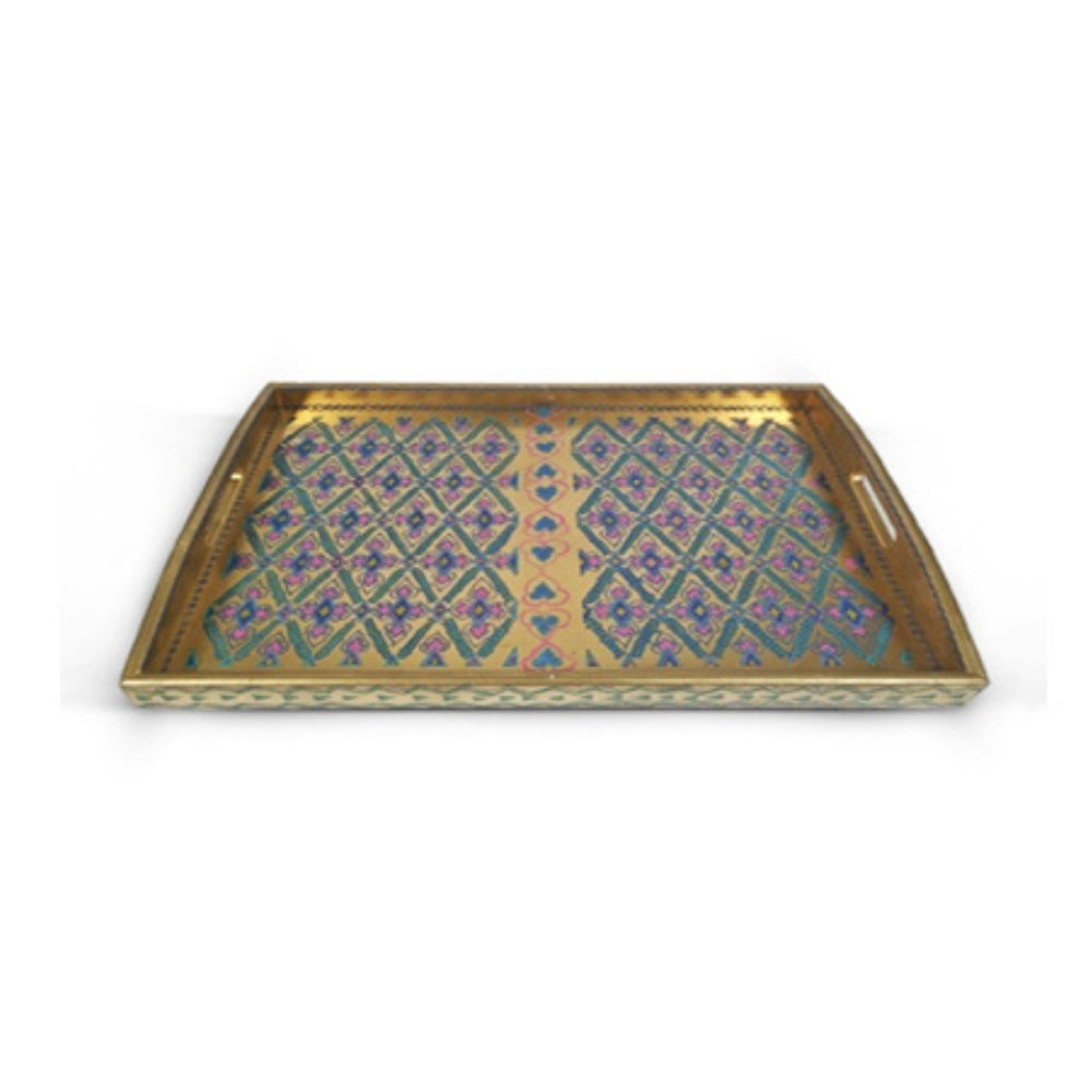 Golden and Purple Floral Tray