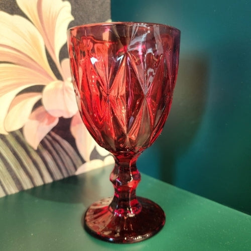 Red Glass Goblet Set of 6