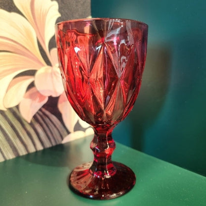 Red Glass Goblet Set of 6