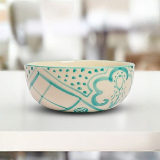 Turquoise Floral Round Bowl Set of 3
