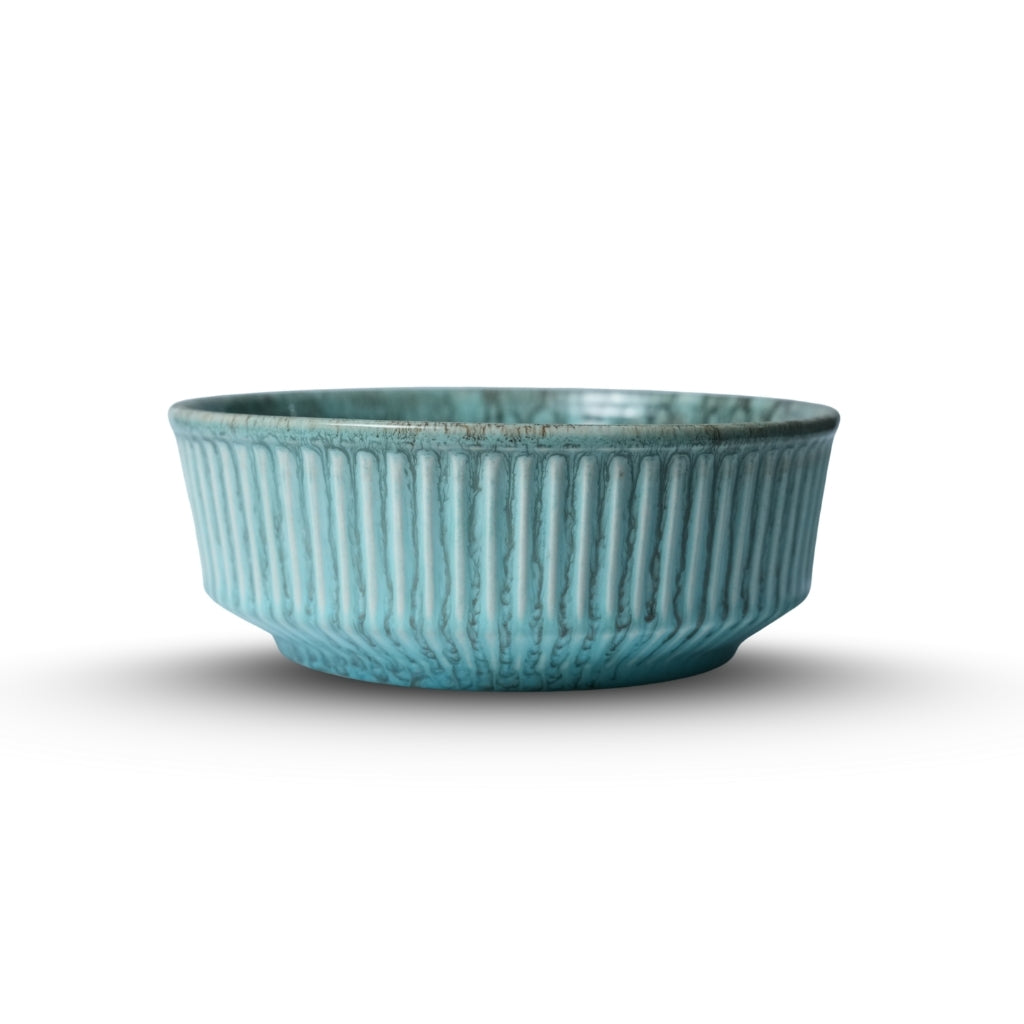 Ribbed Ceramic Serving Bowl U4