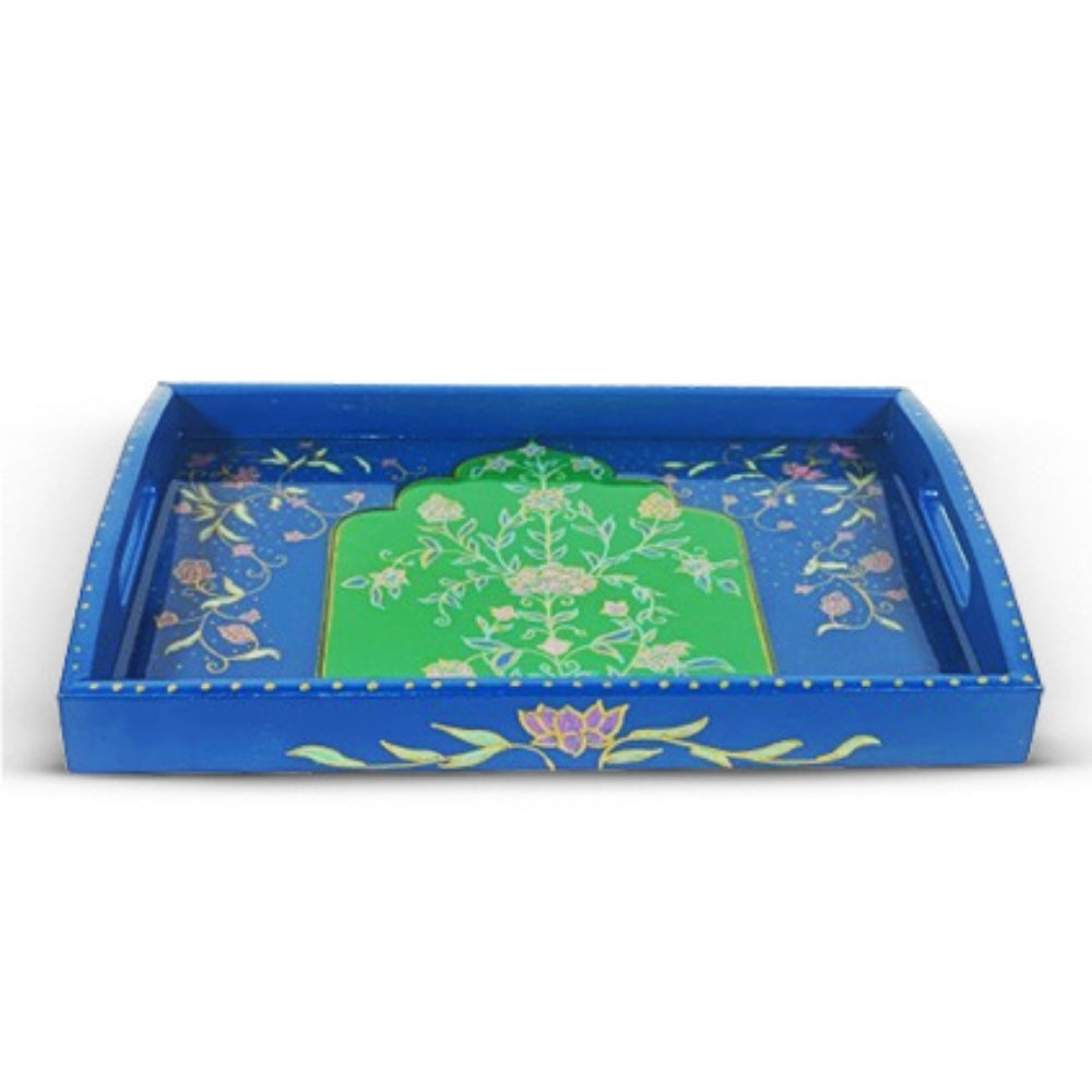 Blue and Green Floral Tray
