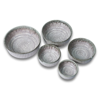 Peach Blush Ribbed Bowl Set of 5