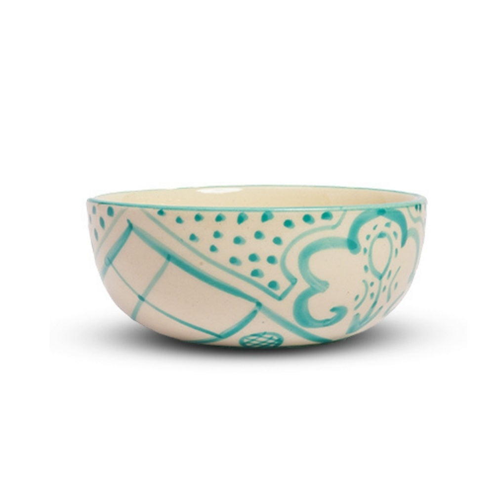Turquoise Floral Round Bowl Set of 3