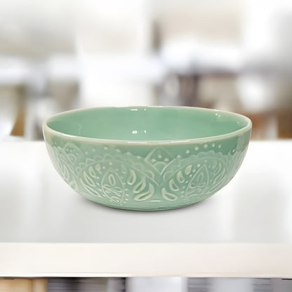 Turquoise Embossed Serving Bowl-L Set of 2