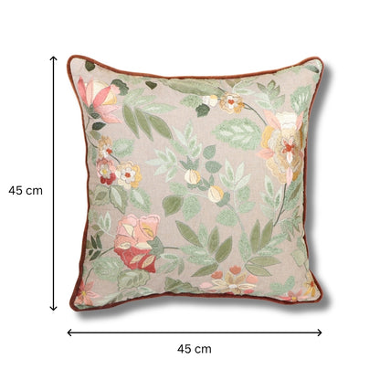 Cotton Chambray Multicolor Sagewood Bloom Cushion Cover 45x45 cm